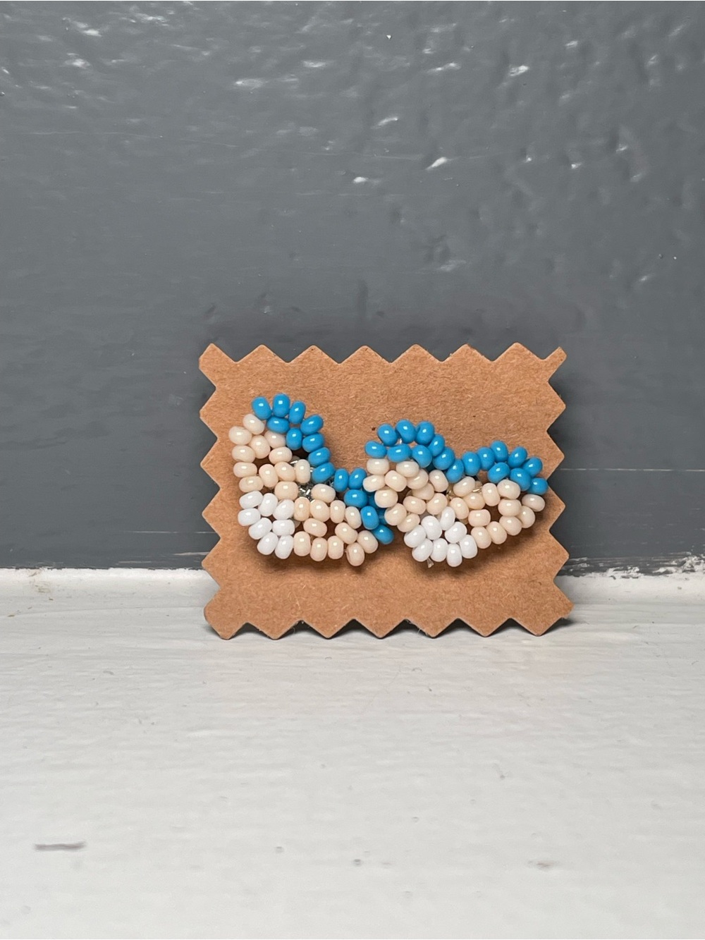 Huichol Beaded Heart Stud Earrings